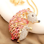 Whimsical Rainbow Hedgehog Pendant Necklace