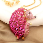 Whimsical Rainbow Hedgehog Pendant Necklace