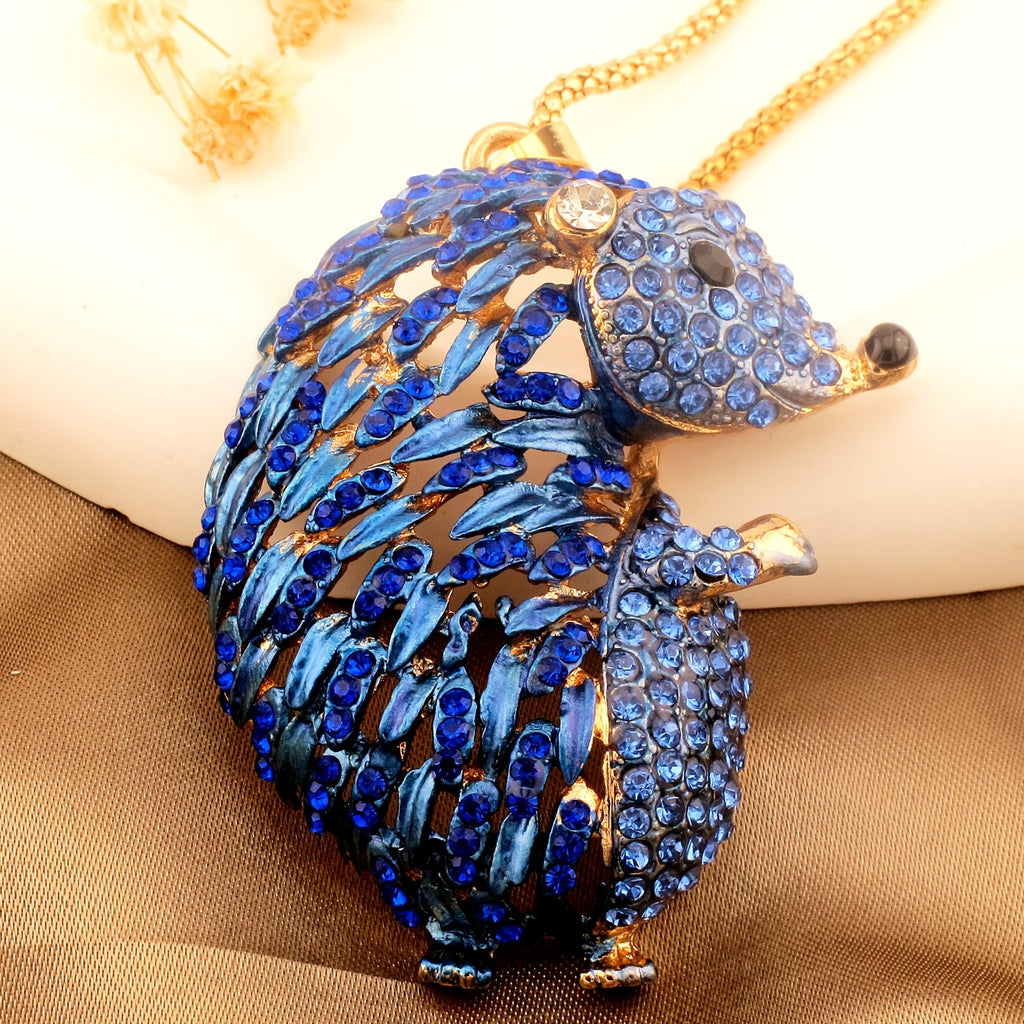 Whimsical Rainbow Hedgehog Pendant Necklace
