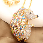 Whimsical Rainbow Hedgehog Pendant Necklace