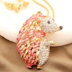 Whimsical Rainbow Hedgehog Pendant Necklace