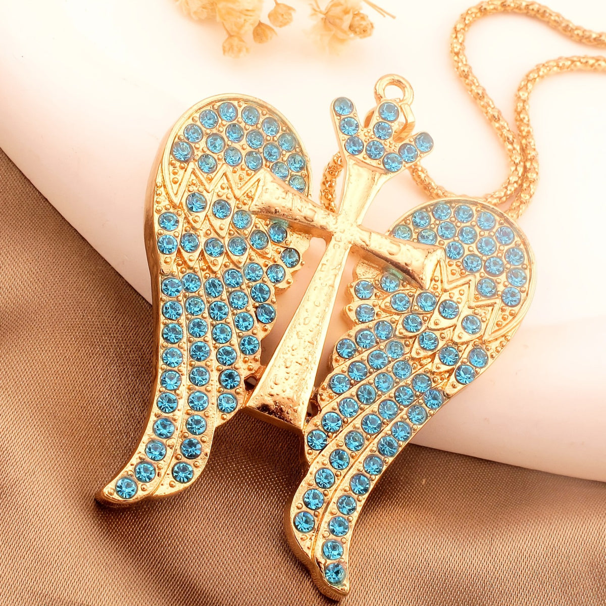 Elegant Angel Wing Cross Necklace