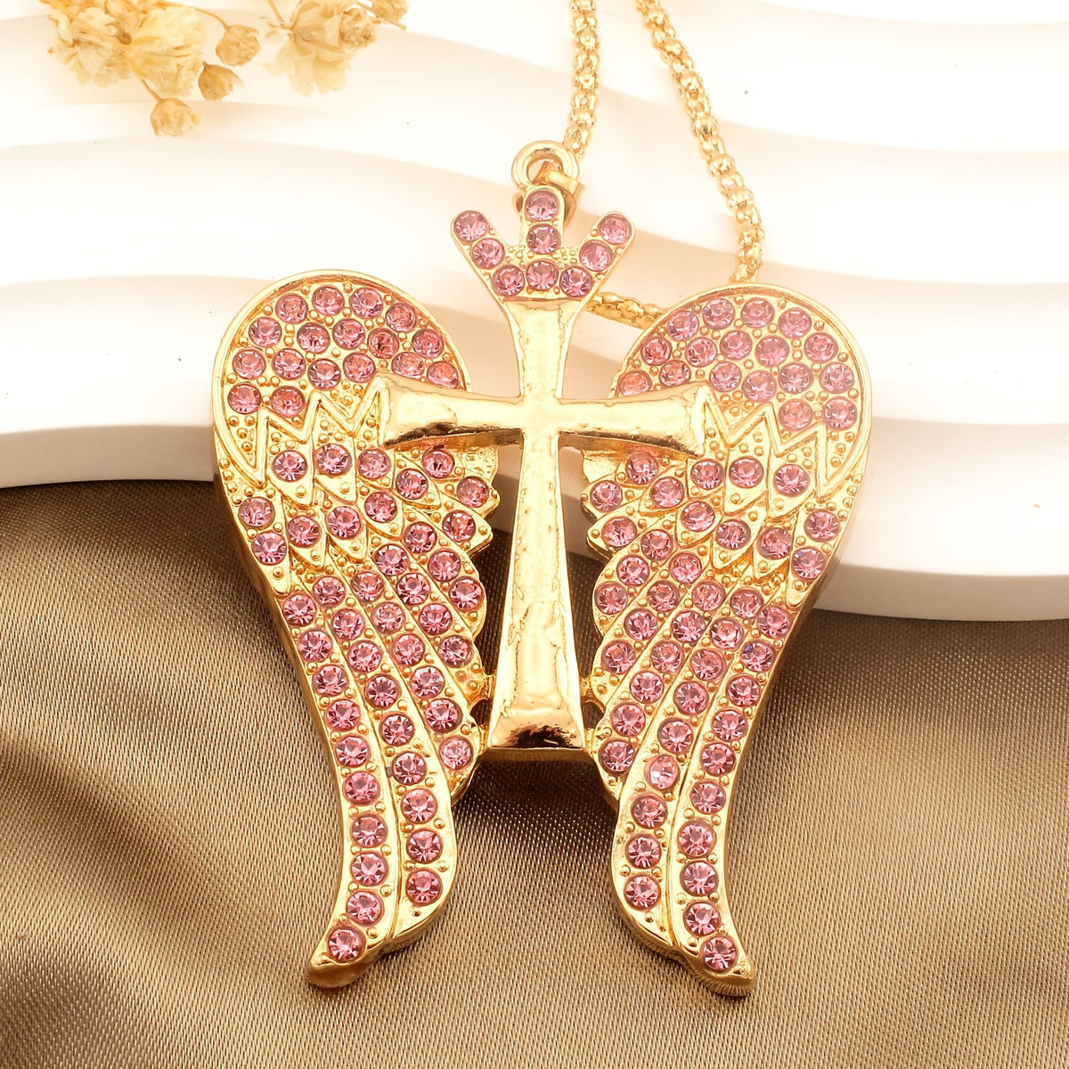 Elegant Angel Wing Cross Necklace