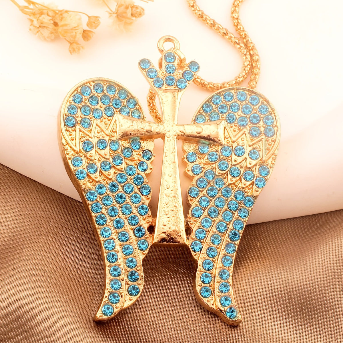 Elegant Angel Wing Cross Necklace