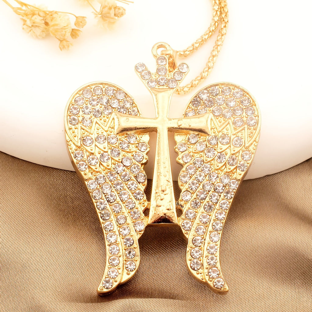 Elegant Angel Wing Cross Necklace