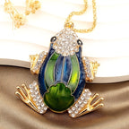 Whimsical Frog Glass Pendant Necklace