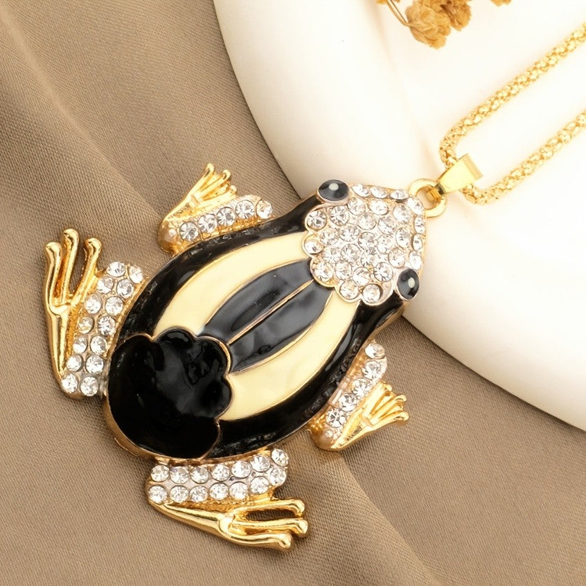 Whimsical Frog Glass Pendant Necklace