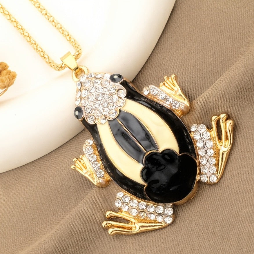 Whimsical Frog Glass Pendant Necklace