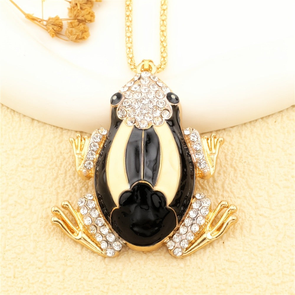 Whimsical Frog Glass Pendant Necklace
