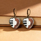 Vintage Piano Heart Drop Earrings