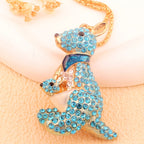 Whimsical Blue Kangaroo Pendant Necklace