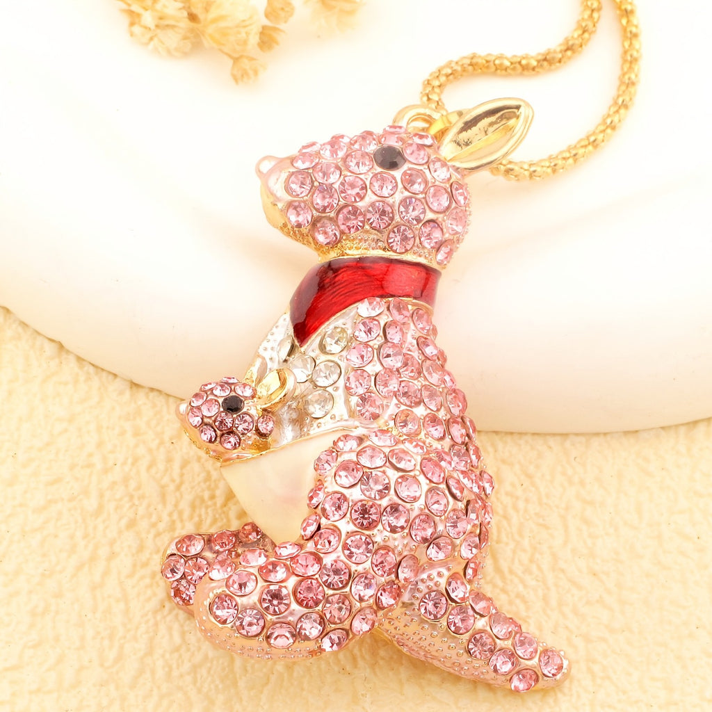 Whimsical Blue Kangaroo Pendant Necklace