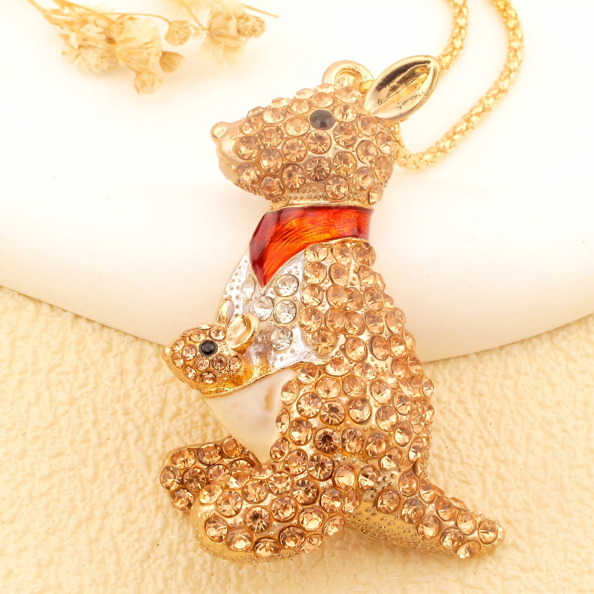 Whimsical Blue Kangaroo Pendant Necklace