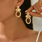 Hammered Oval Amber Drop Earrings