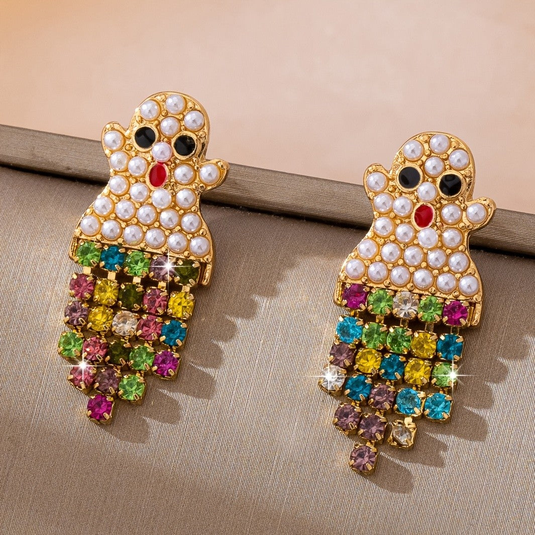 Whimsical Pearl Ghost Drop Earrings