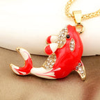 Whimsical Red Whale Enamel Necklace