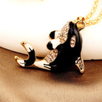 Whimsical Red Whale Enamel Necklace