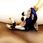 Whimsical Red Whale Enamel Necklace