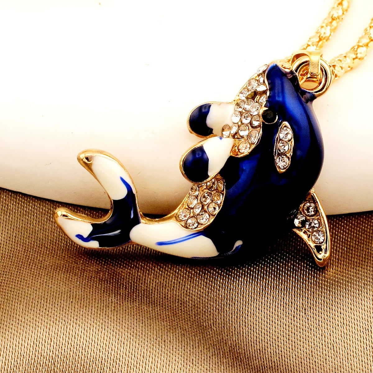 Whimsical Red Whale Enamel Necklace