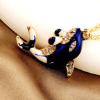 Whimsical Red Whale Enamel Necklace