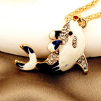 Whimsical Red Whale Enamel Necklace