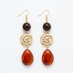 Boho Spiral Amber Drop Earrings