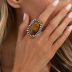 Boho Amber Statement Ring