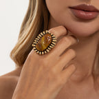 Boho Amber Statement Ring