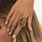 Boho Amber Statement Ring