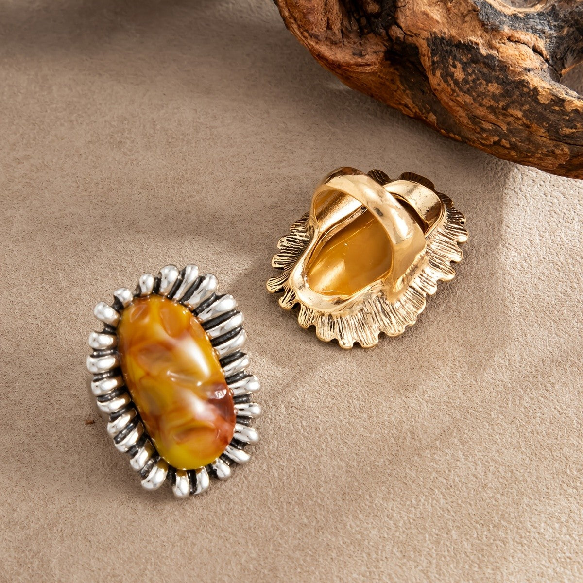 Boho Amber Statement Ring