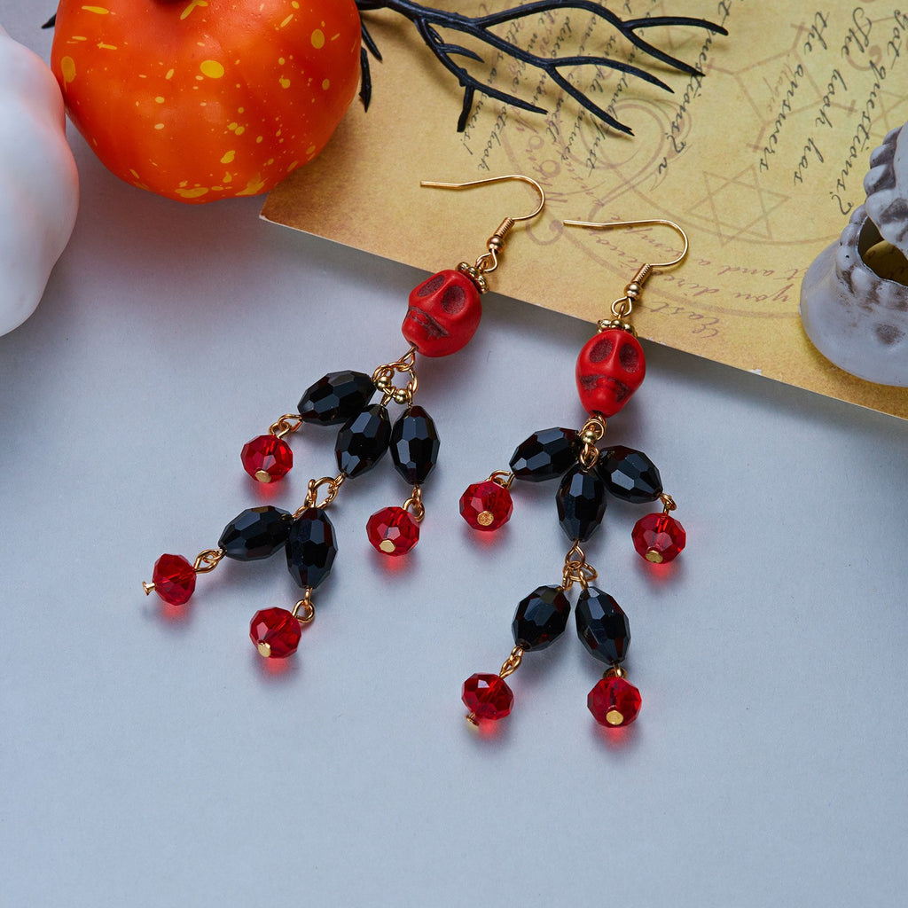 Gothic Skull Bead Drop Earrings