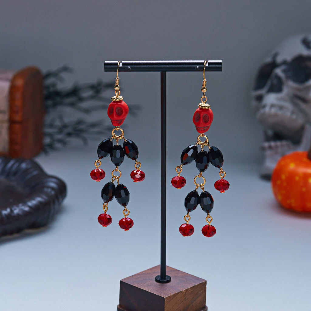 Gothic Skull Bead Drop Earrings