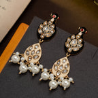 Elegant Peacock Pearl Drop Earrings