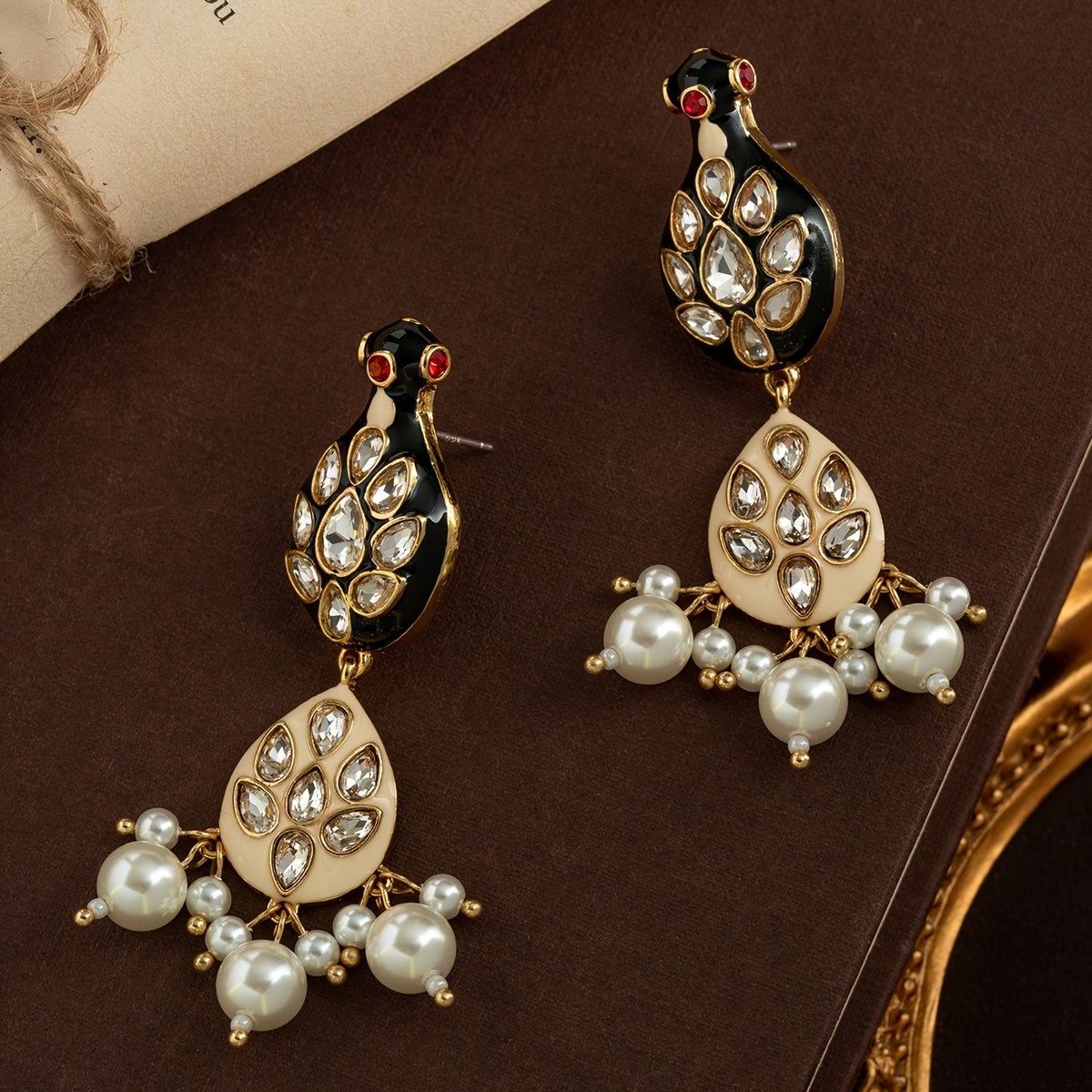 Elegant Peacock Pearl Drop Earrings