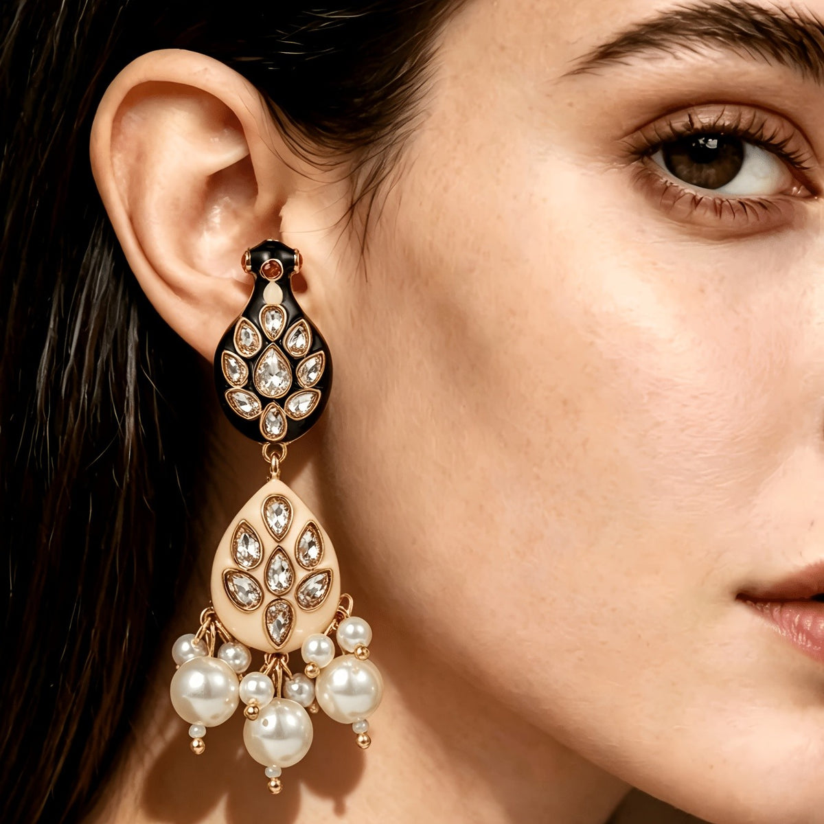 Elegant Peacock Pearl Drop Earrings