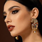 Regal Lion Motif Drop Earrings