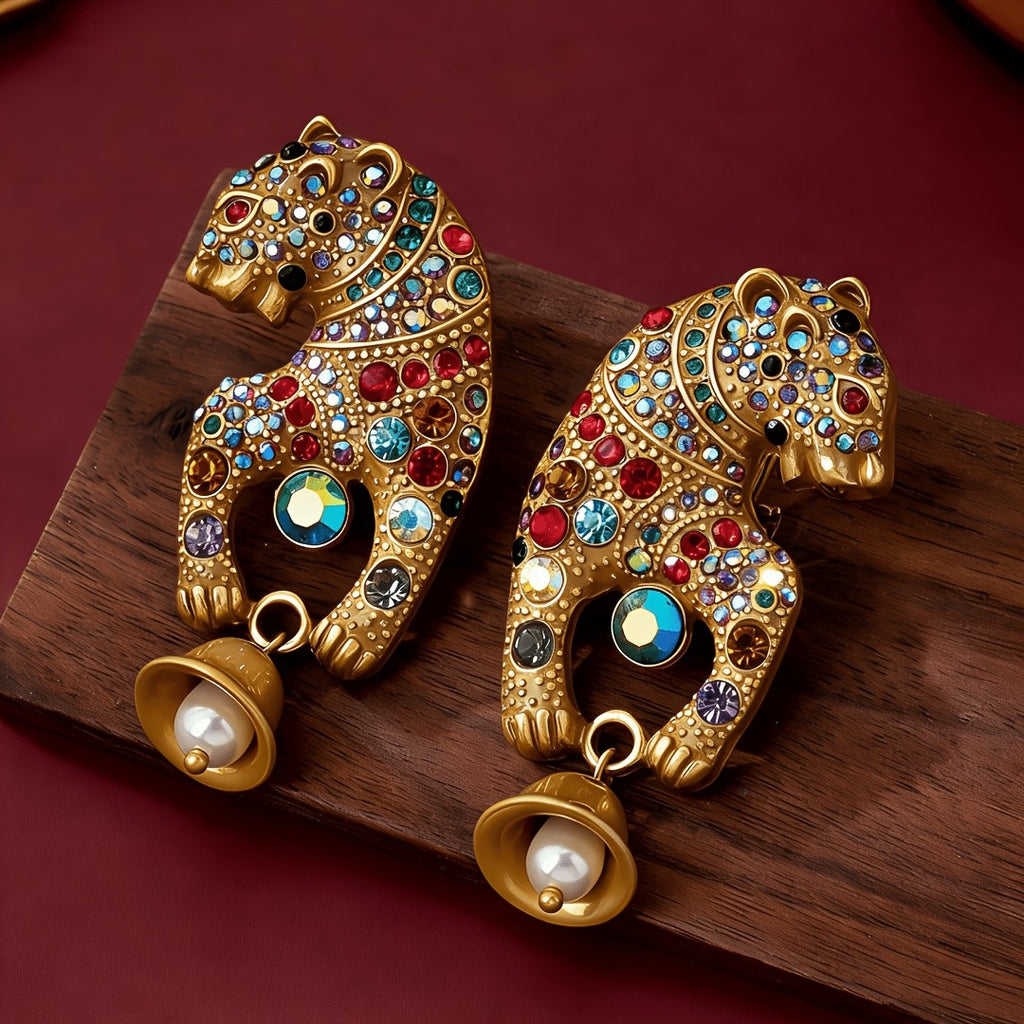 Regal Lion Motif Drop Earrings