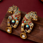 Regal Lion Motif Drop Earrings