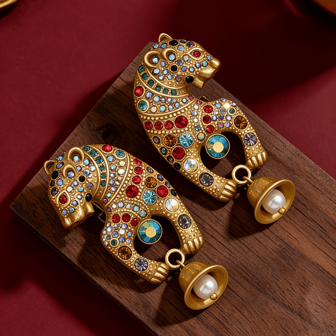 Regal Lion Motif Drop Earrings