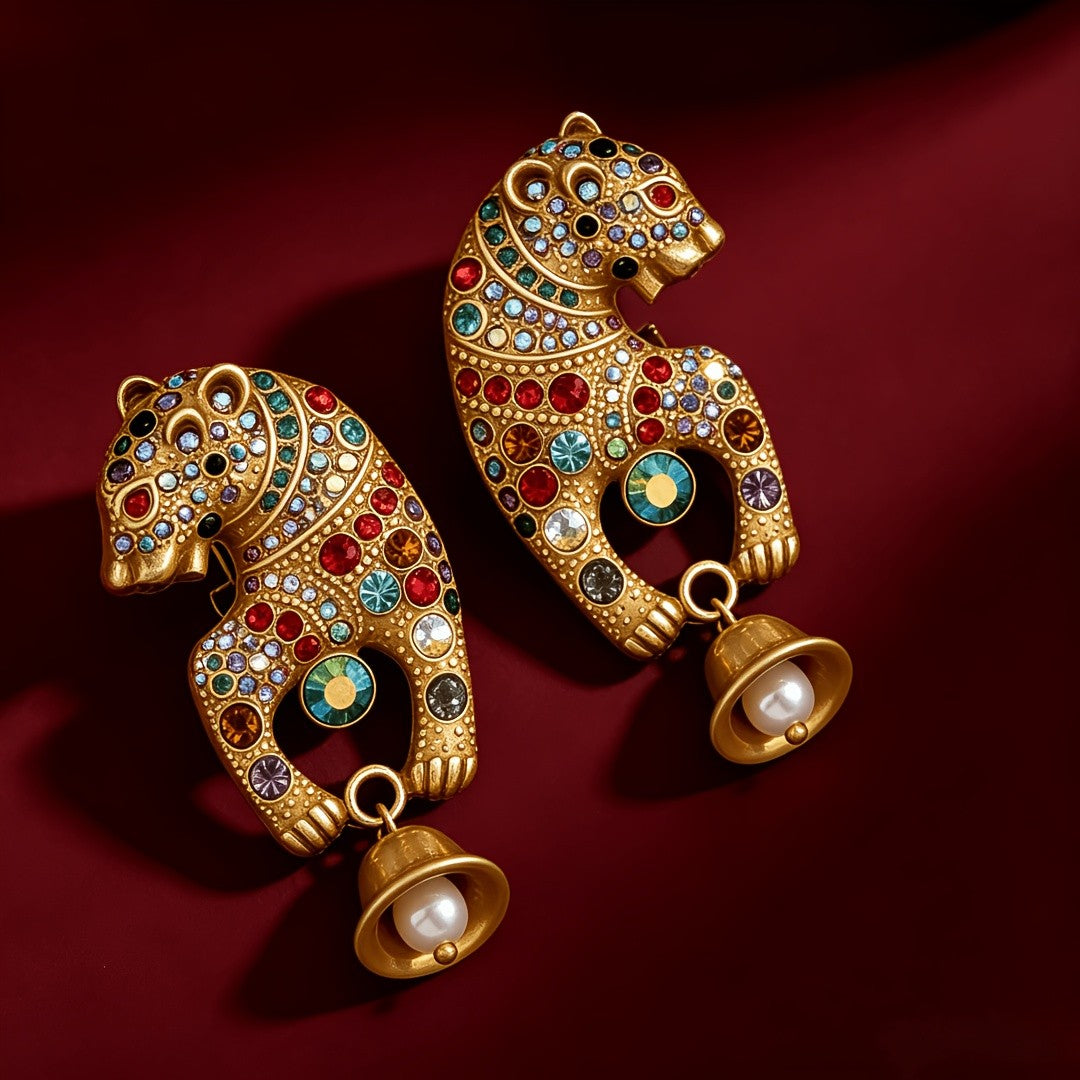 Regal Lion Motif Drop Earrings
