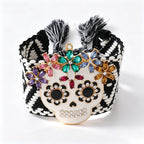 Rainbow Skull Beaded Cuff Bracelet