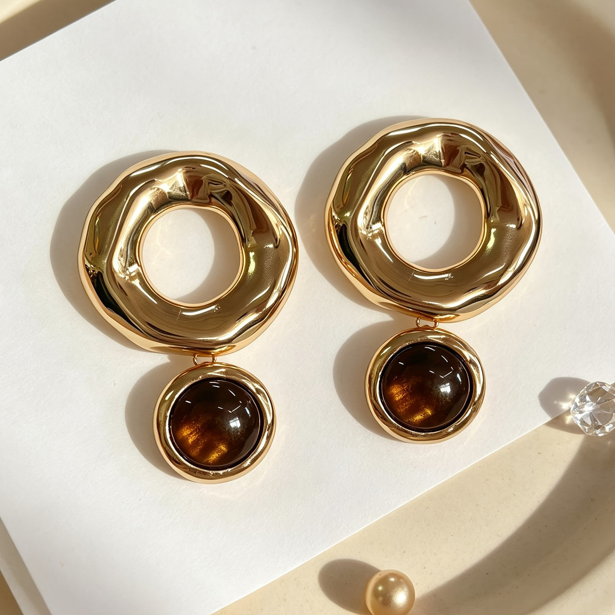 Elegant Amber Drop Earrings
