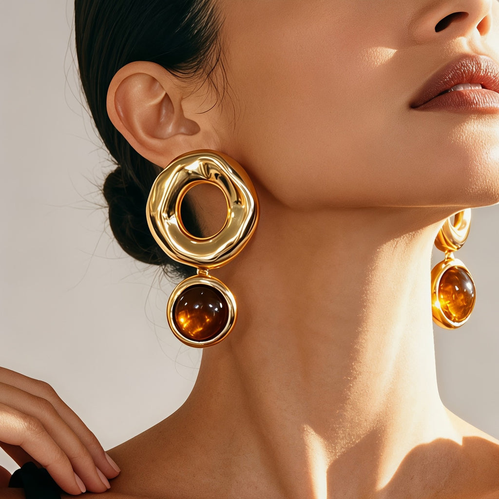 Elegant Amber Drop Earrings