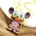 Whimsical Crystal Mouse Necklace