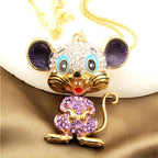 Whimsical Crystal Mouse Necklace