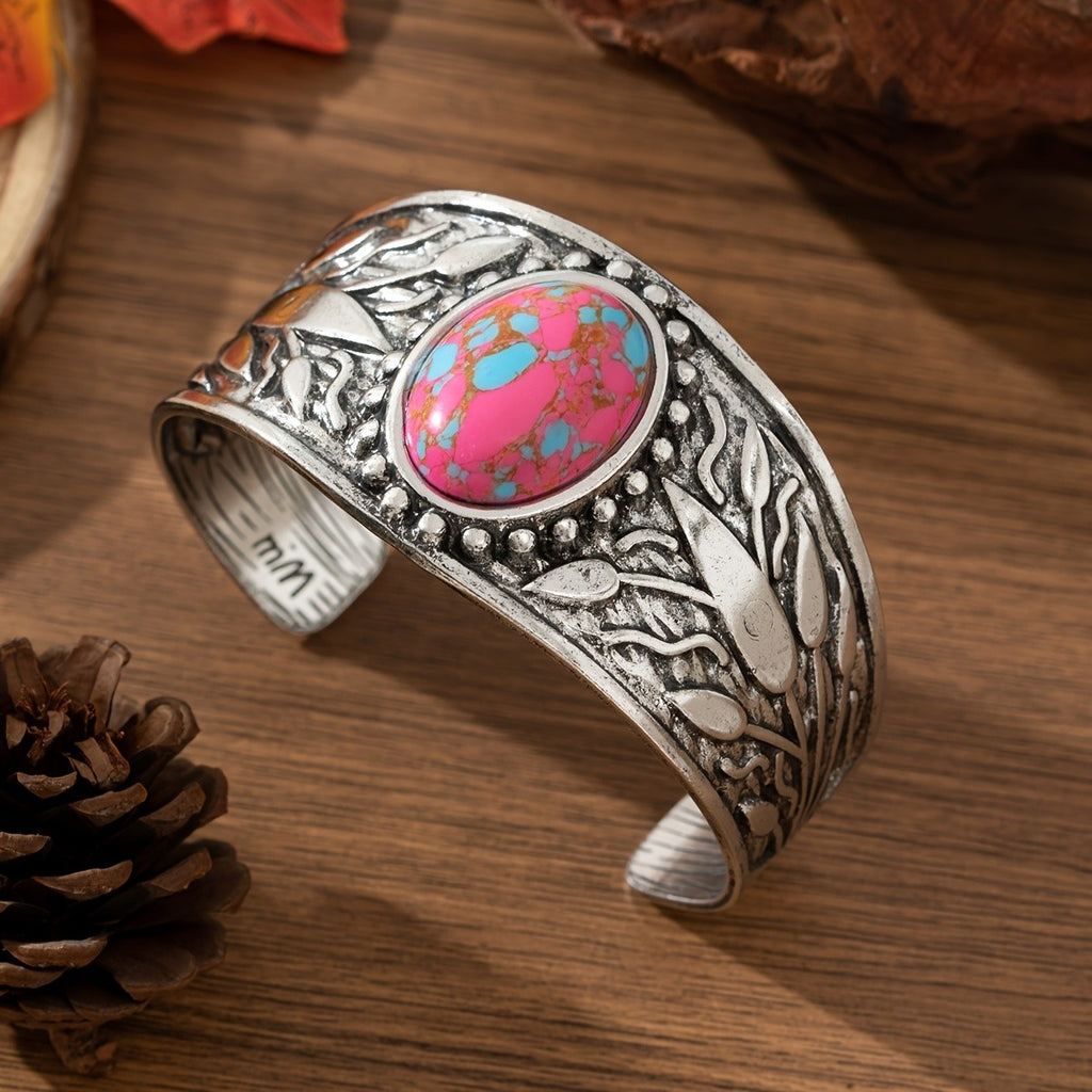 Boho Turquoise Leaf Cuff Bracelet