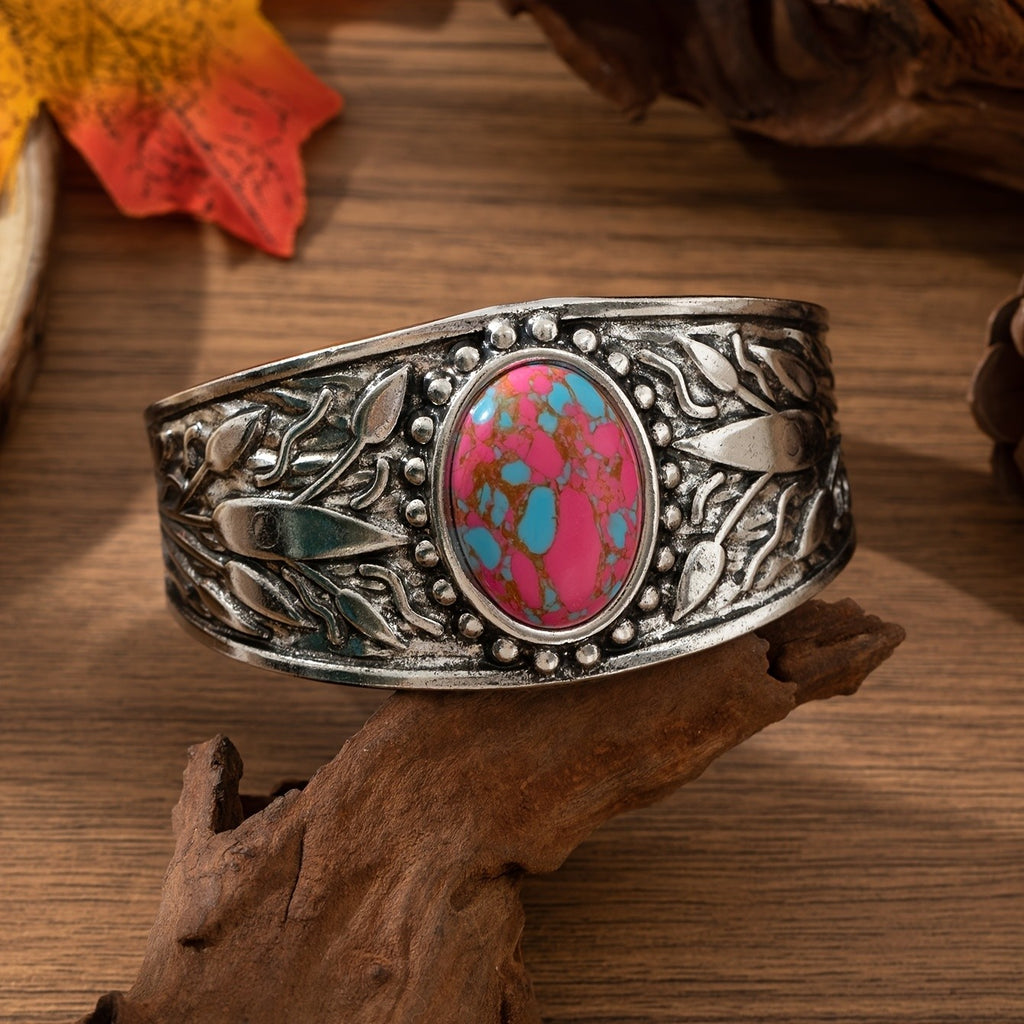 Boho Turquoise Leaf Cuff Bracelet