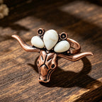Western Turquoise Bull Skull Ring
