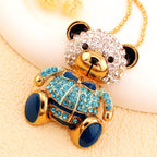 Luxe Crystal Bear Pendant Necklace