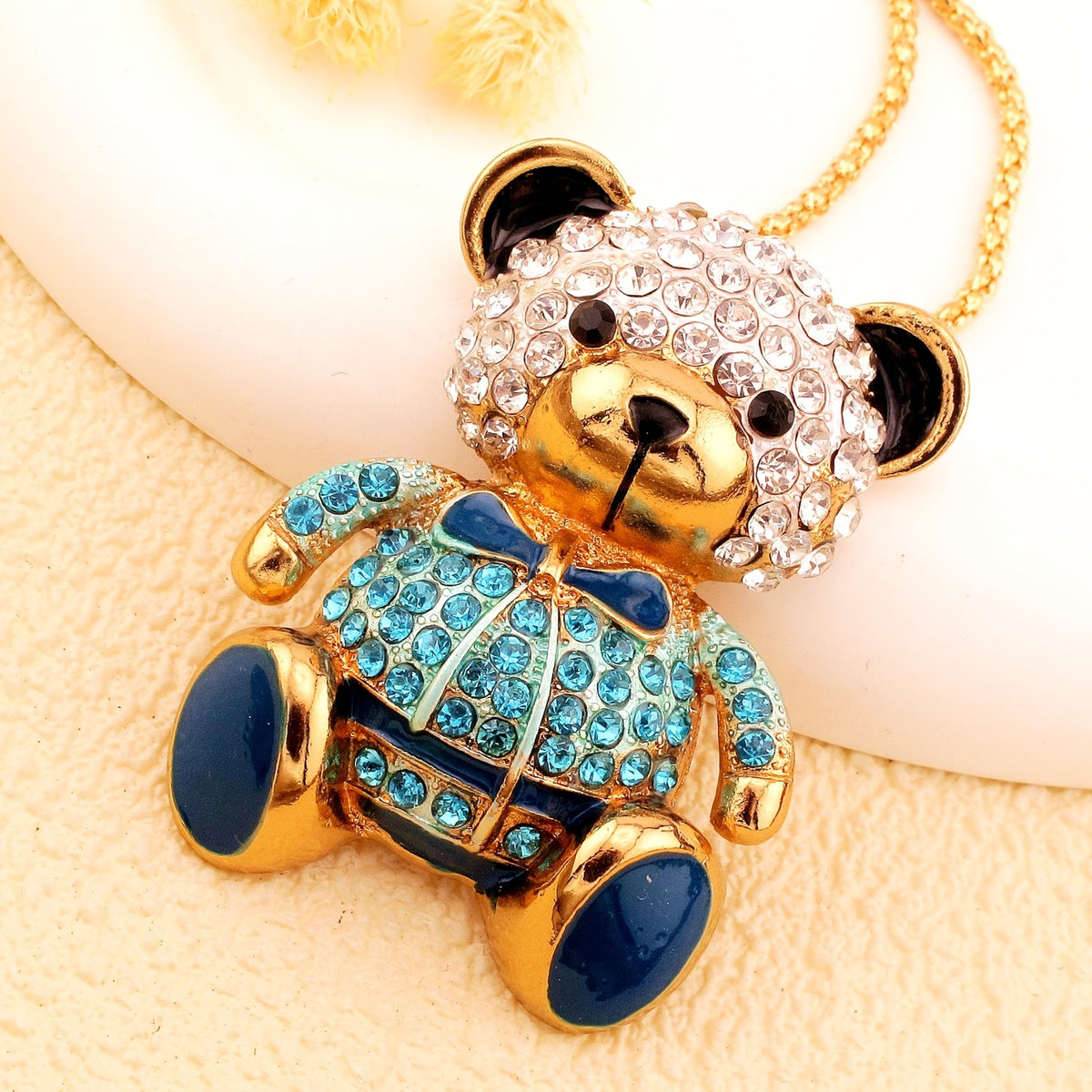 Luxe Crystal Bear Pendant Necklace